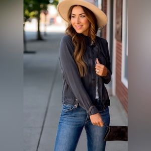Betsy’s Boutique Everyday Button Charcoal Jacket